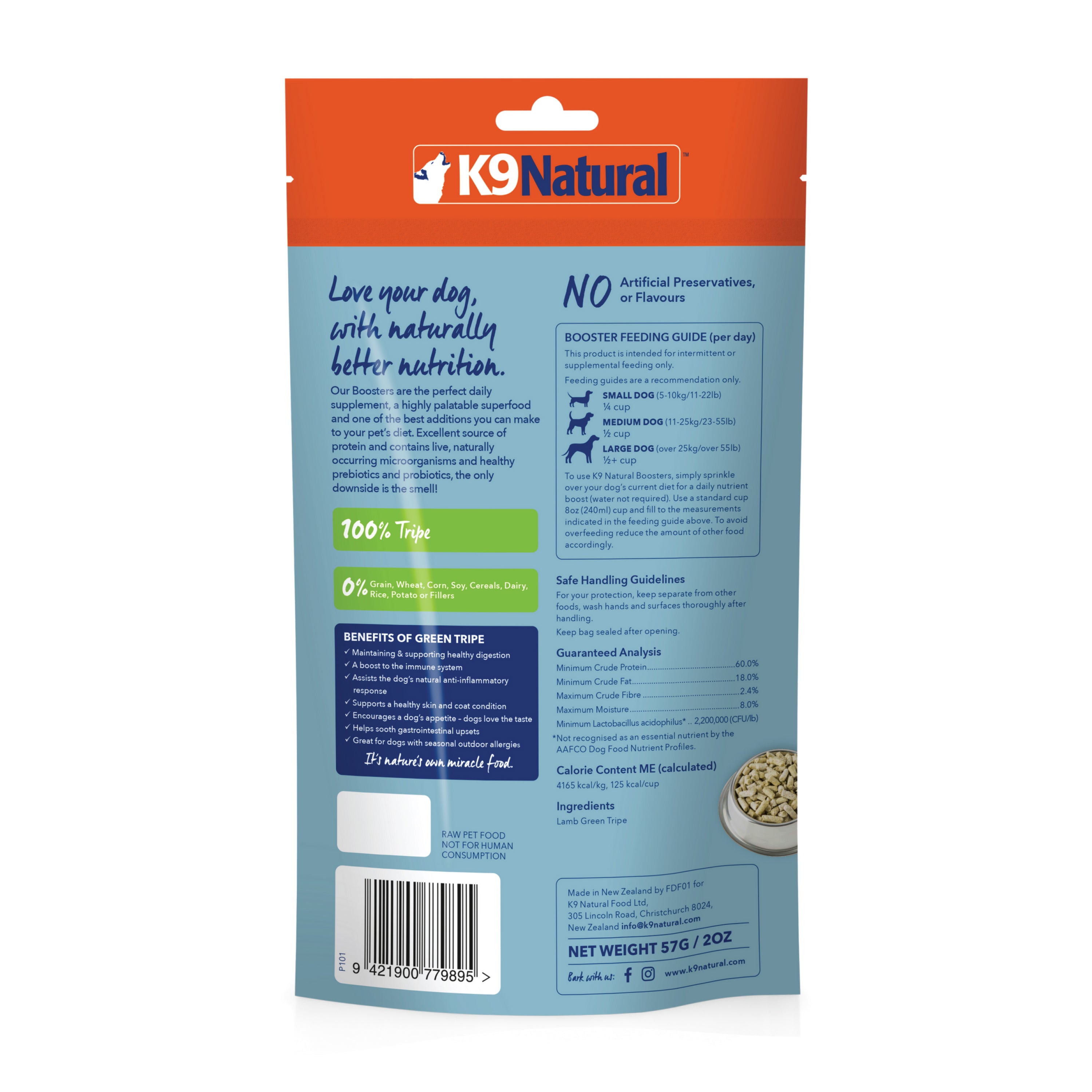 K9 Natural - Booster - Freeze Dried - Lamb Green Tripe