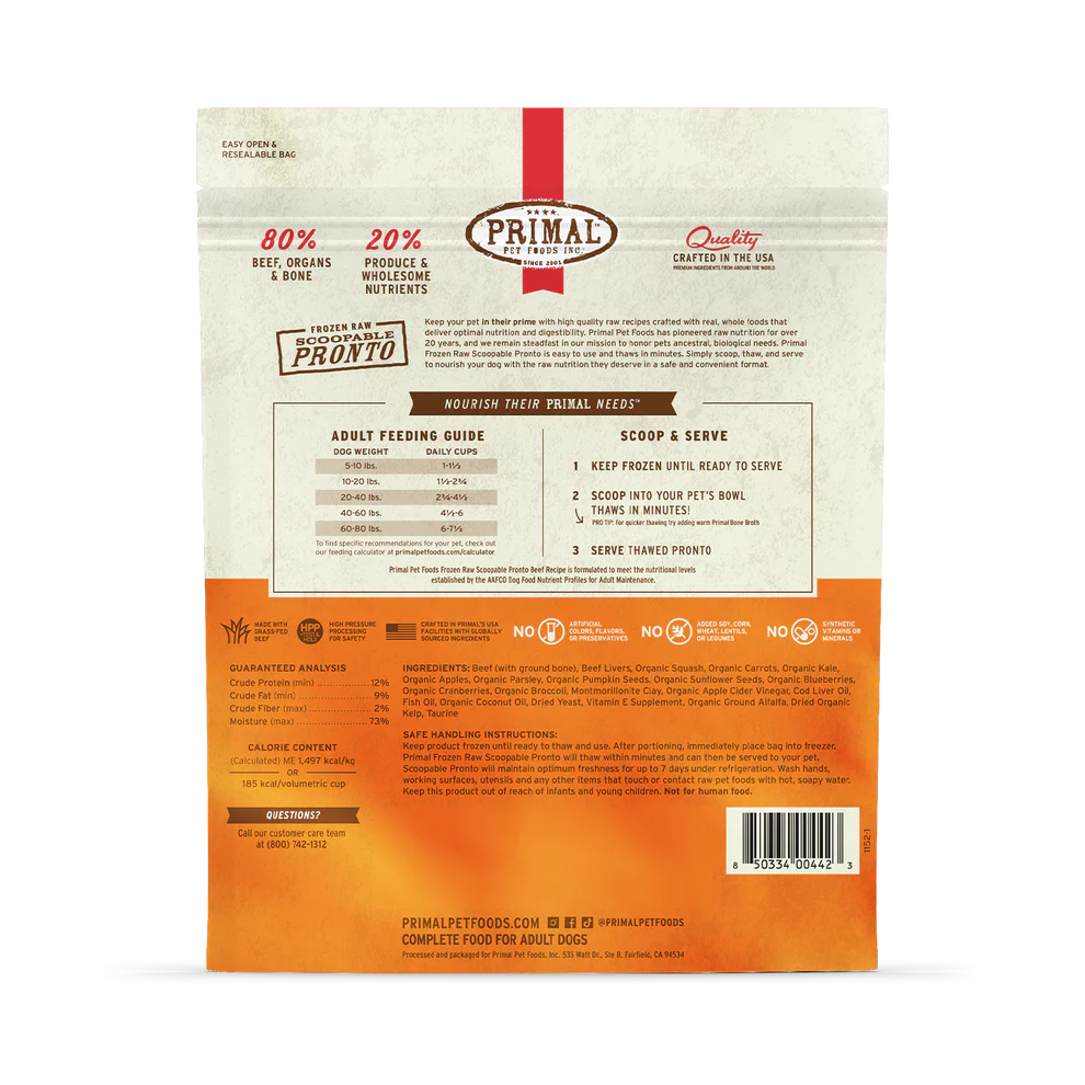 PRIMAL - Canine - Frozen - Pronto - Beef