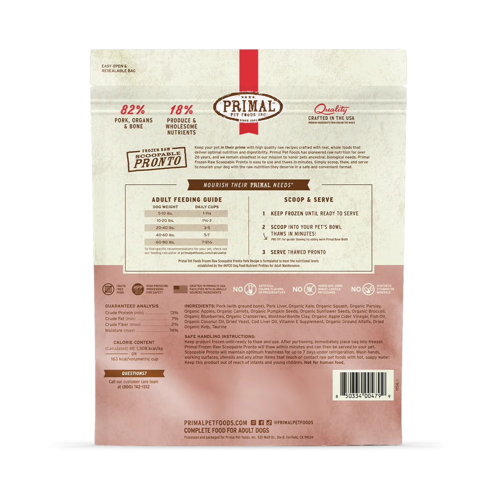 PRIMAL - Canine - Frozen - Pronto - Pork