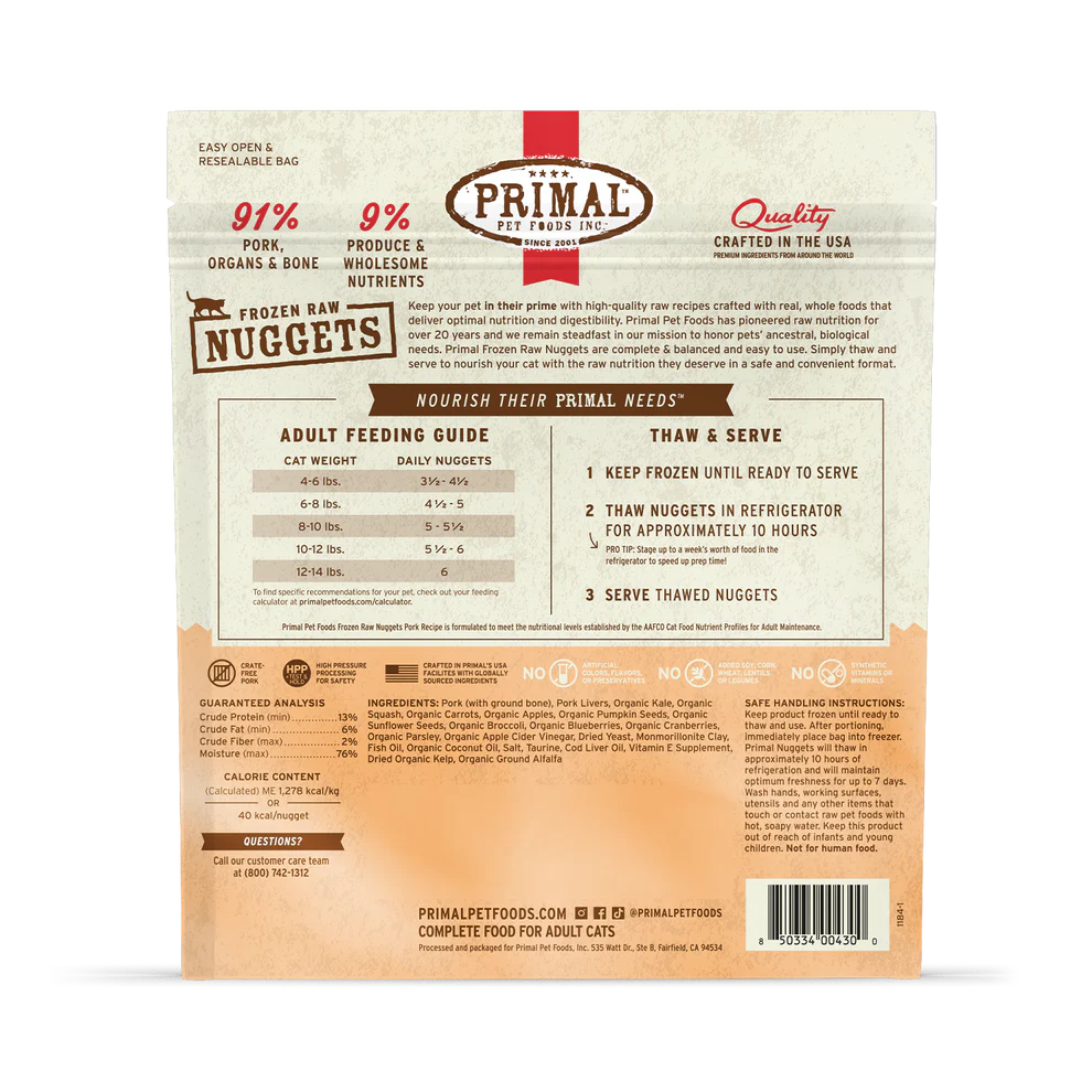 PRIMAL - Feline - Frozen - Nuggets - Pork