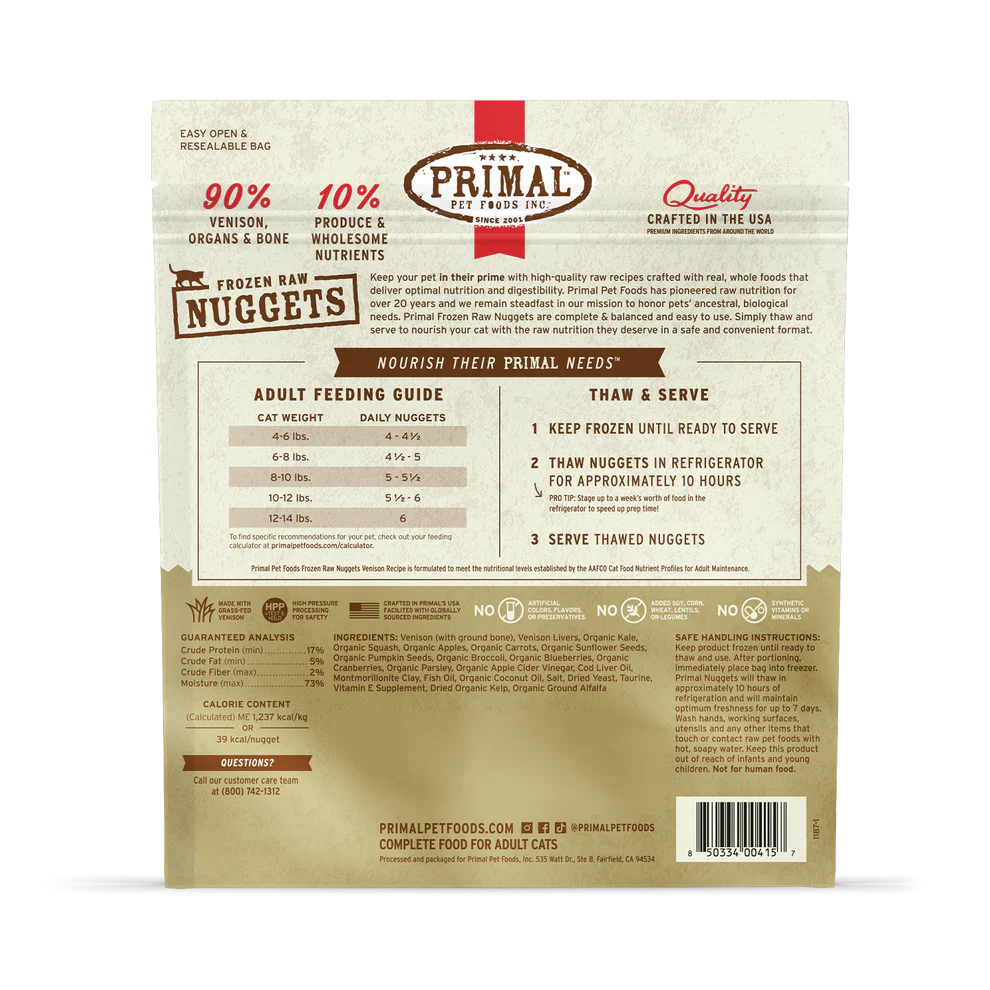 PRIMAL - Feline - Frozen - Nuggets - Venison