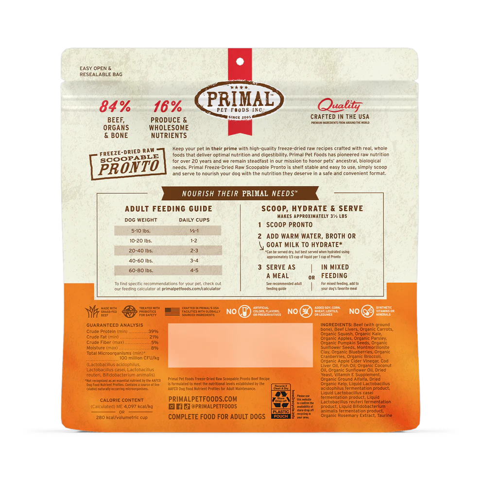 PRIMAL - Canine - Freeze-Dried - Pronto - Beef
