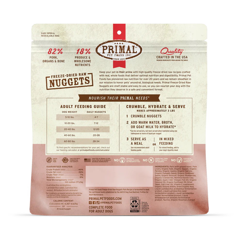 PRIMAL - Canine - Freeze-Dried - Nuggets - Pork