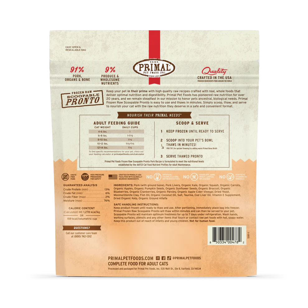 PRIMAL - Feline - Frozen - Pronto - Pork