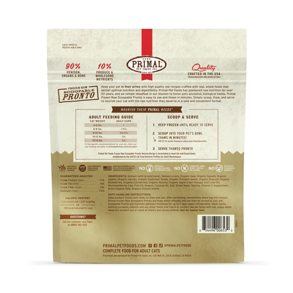 PRIMAL - Feline - Frozen - Pronto - Venison