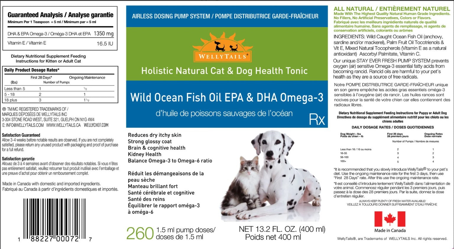 Welly Tails - Wild Ocean Fish Oil Cat & Dog 400ml