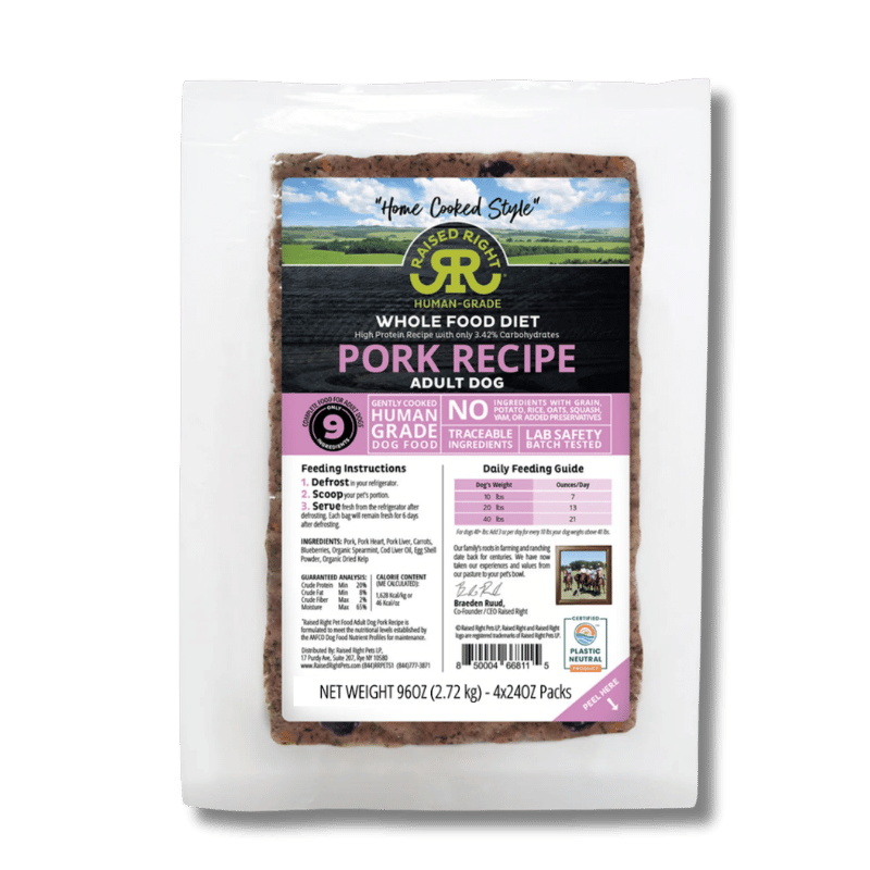 Raised Right - Adult Dog - Frozen - Pork
