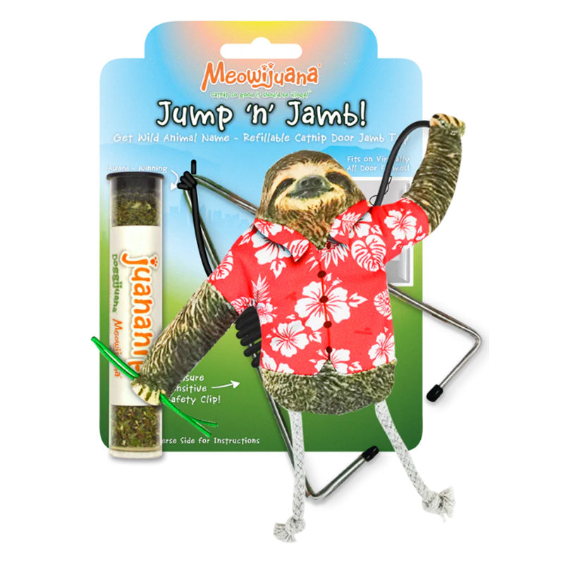 Meowijuana - Catnip - Toy - Swinging - "Jump 'N Jamb" - Sloth Toy