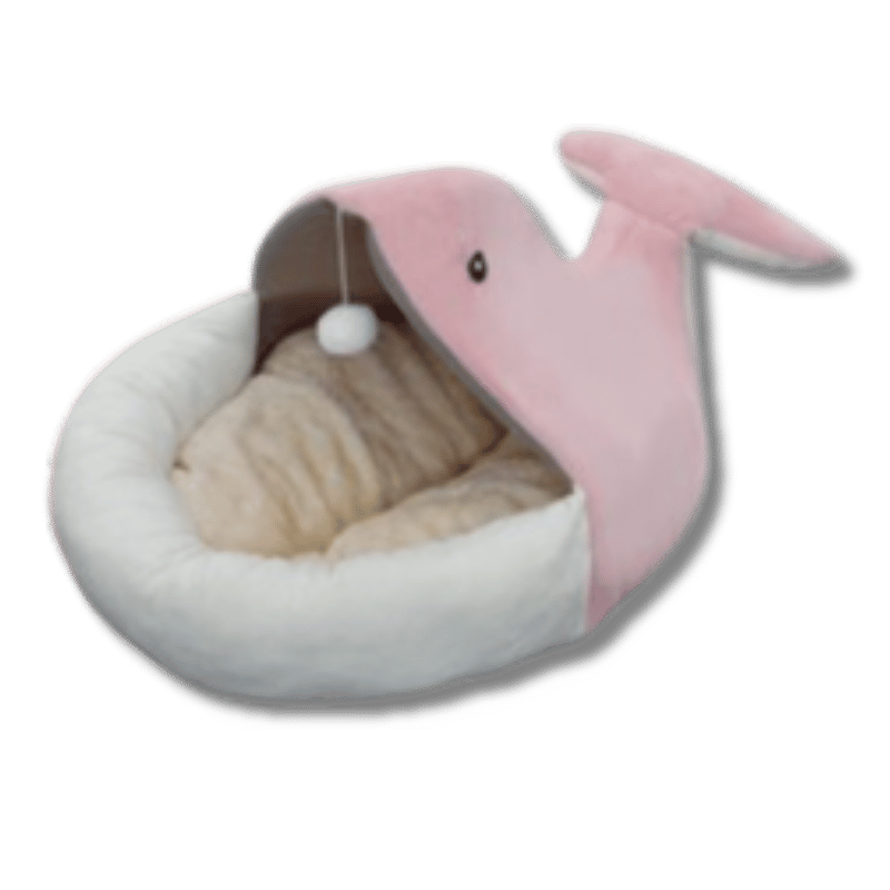 One For Pets - Cat Bed - Semi-inclosed - Pink Whale with Teaser