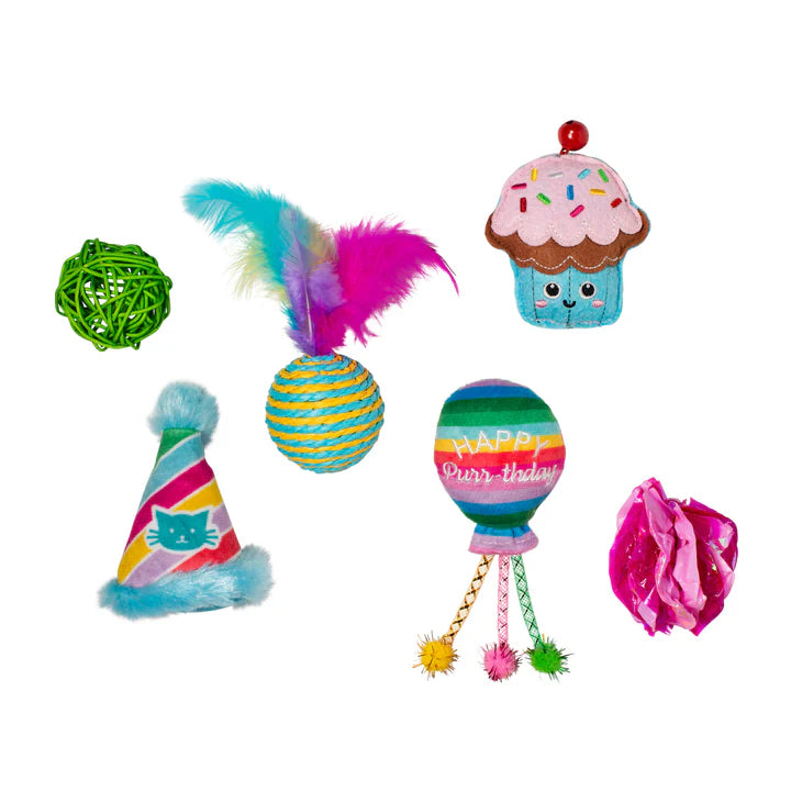 Fringe Studio - Cat - Toy - Catnip - Birthday - Mini - Happy Purr-Thday - 6pc