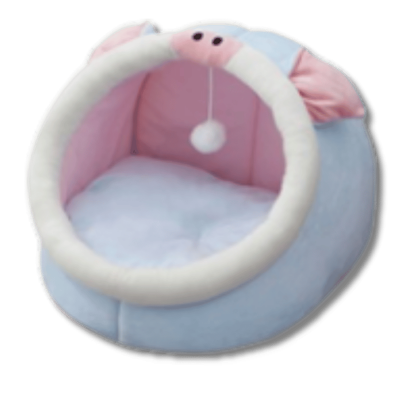 One For Pets - Cat Bed - Semi-inclosed - Blue Piggy with Teaser