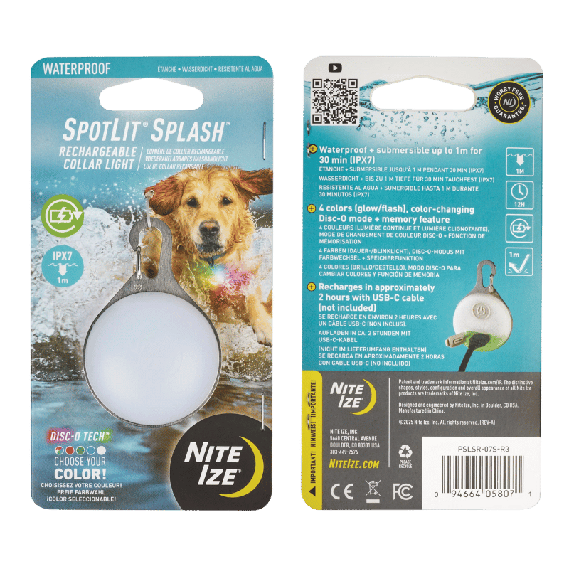 NITE IZE - Spotlit Splash - Rechargeable Collar Light Disc-O-Tech - Waterproof
