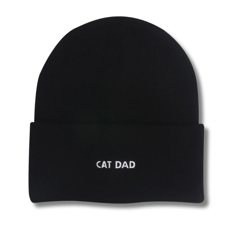 HatPhile - Knit Toque - Cat Dad - Black