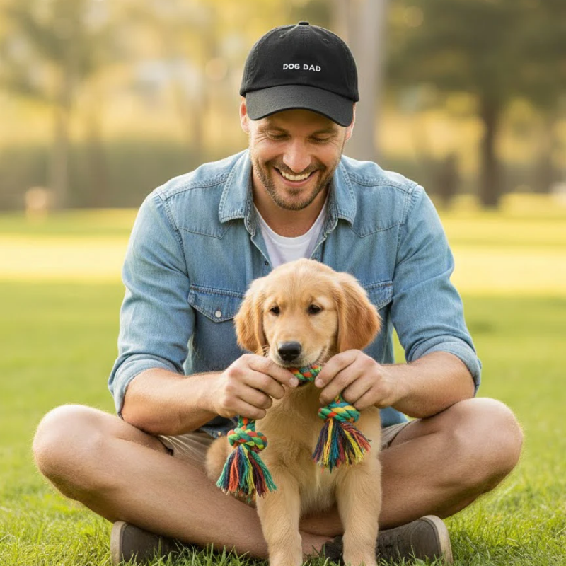 HatPhile - Baseball Cap - Dog Dad - Black
