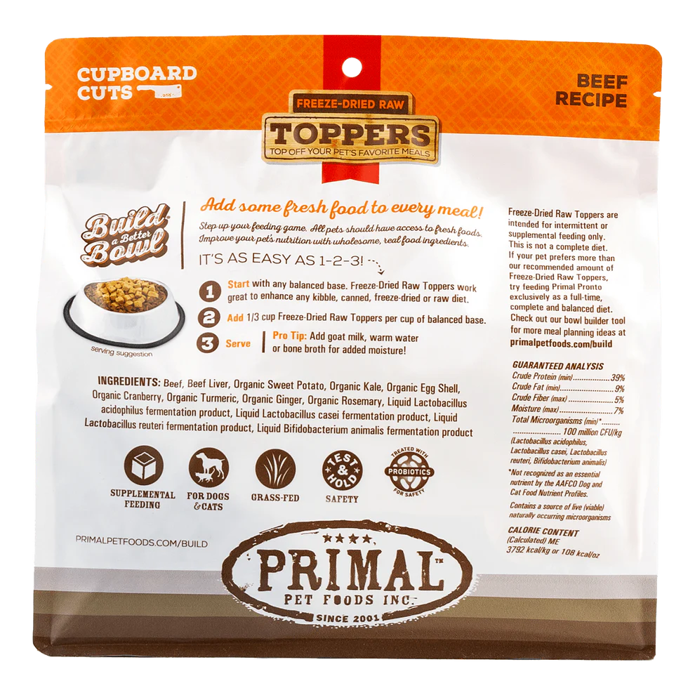 PRIMAL - Topper - Freeze-Dried - Cupboard Cuts - Beef