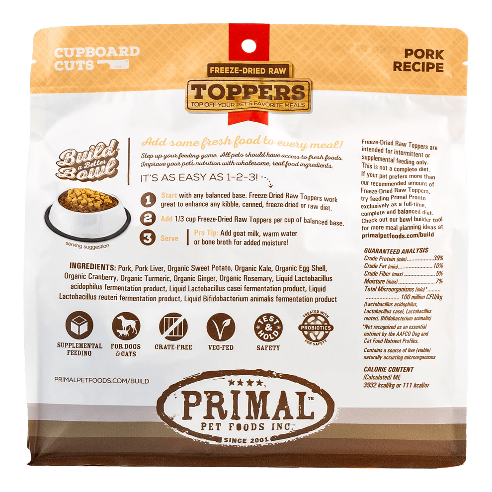 PRIMAL - Topper - Freeze-Dried - Cupboard Cuts - Pork