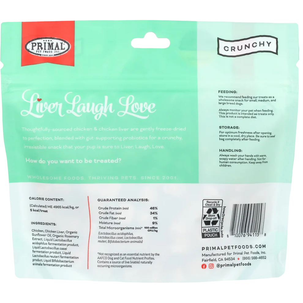PRIMAL - Canine - Treats - Liver, Laugh, Love - Simply Chicken