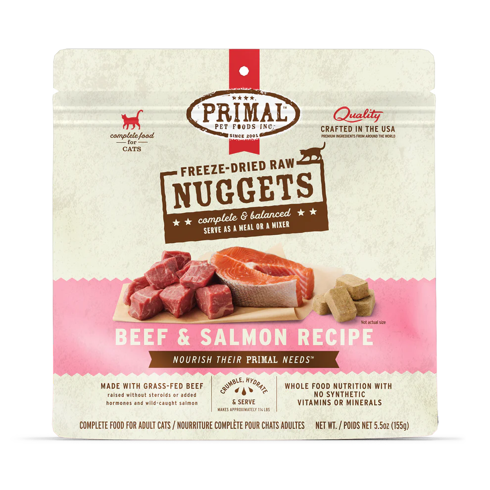 PRIMAL - Feline - Freeze-Dried - Nuggets - Beef & Salmon