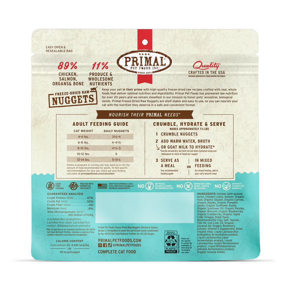 PRIMAL - Feline - Freeze-Dried - Nuggets - Chicken & Salmon