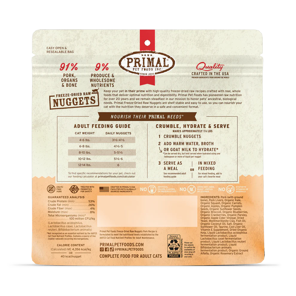 PRIMAL - Feline - Freeze-Dried - Nuggets - Pork
