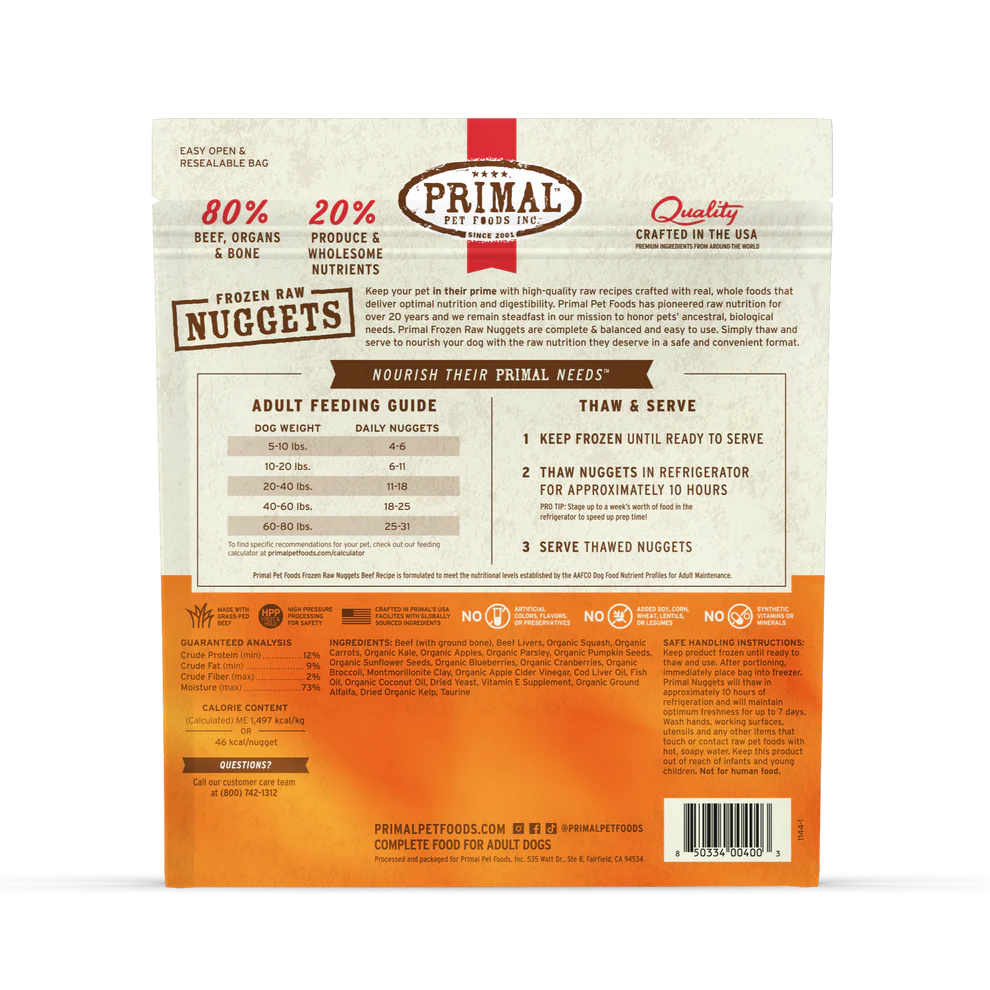 PRIMAL - Canine - Frozen - Nuggets - Beef