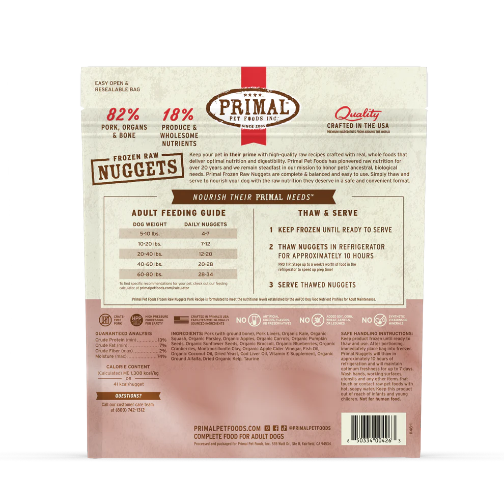PRIMAL - Canine - Frozen - Nuggets - Pork