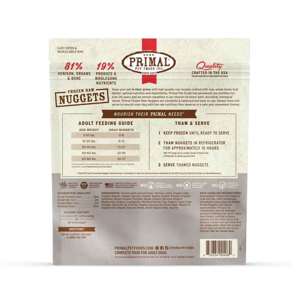PRIMAL - Canine - Frozen - Nuggets - Venison