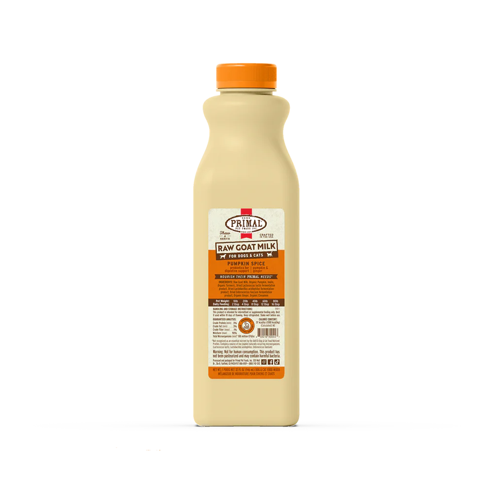 PRIMAL - Raw Goats Milk - Pumpkin Spice 32oz (Apr Expiry)