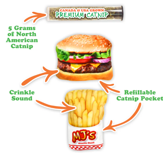Meowijuana - Catnip - Toy - "Get Hungry" - 2pk Burger & Fries
