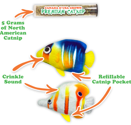 Meowijuana - Catnip - Toy - "Get Bubbly" - 2pk Tropical Fish