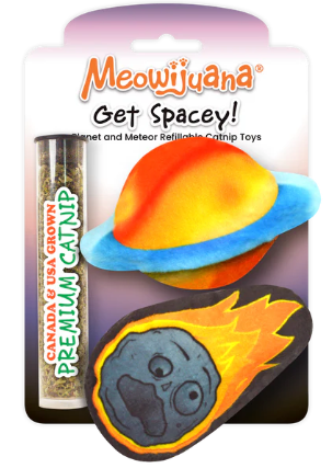 Meowijuana - Catnip - Toy - "Get Spacey" - 2pk Comet & Planet