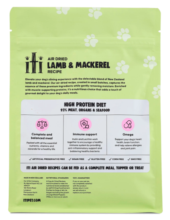 iTi - Dog - Air-Dried - Lamb & Mackerel - Pouches - 200g - Individuals