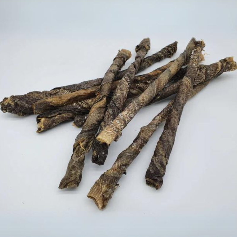 Tickled Pet - Dog - Treats - Icelandic -BULK- Codfish Skin Rolls 7 - 10" (Bag of 35)