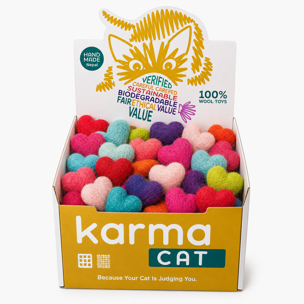 Dharma Dog Karma Cat - Toy - Hearts - 80ct Display
