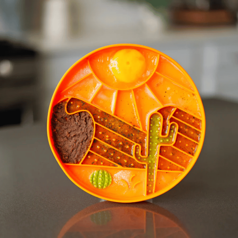 Messy Mutts - Silicone - Interactive Bowl - Orange Desert Pattern
