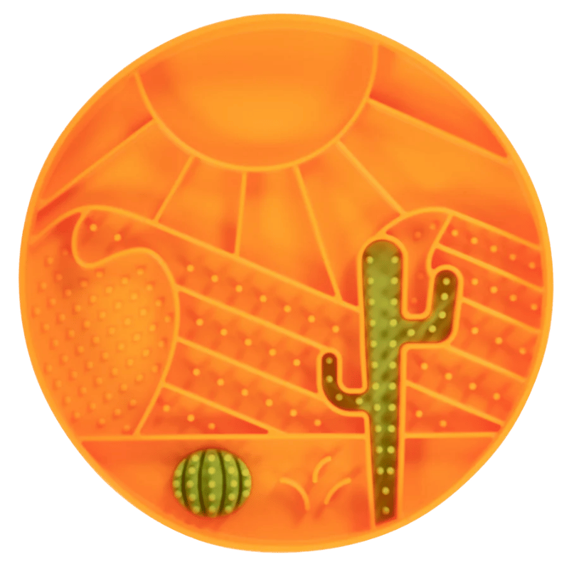 Messy Mutts - Silicone - Interactive Bowl - Orange Desert Pattern