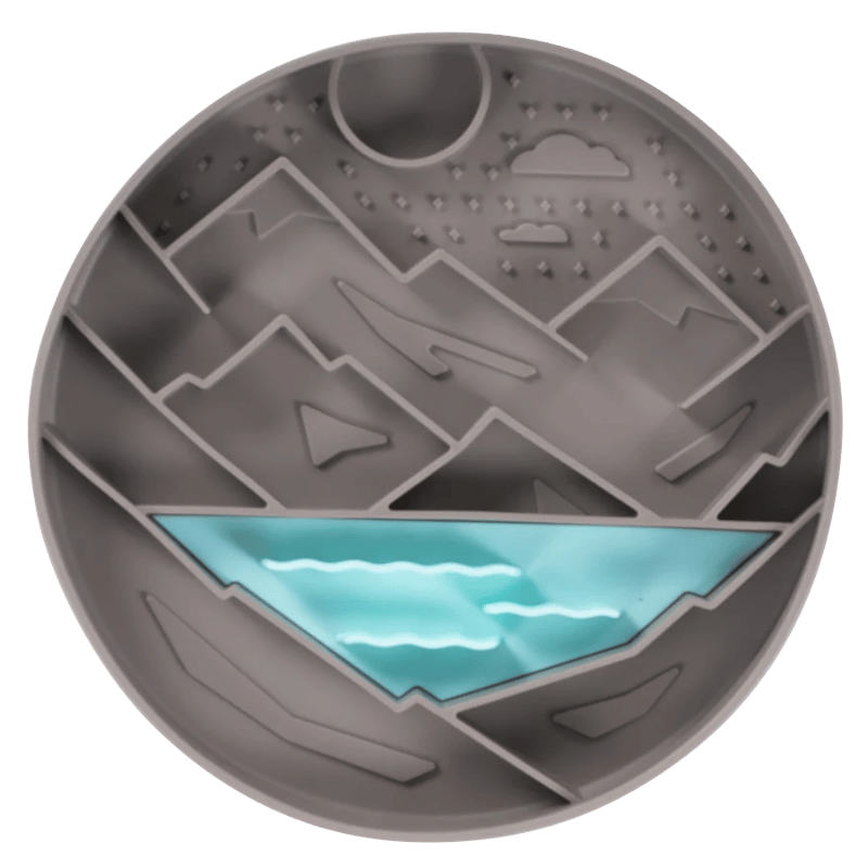 Messy Mutts - Silicone - Interactive Bowl - Grey Mountain Pattern