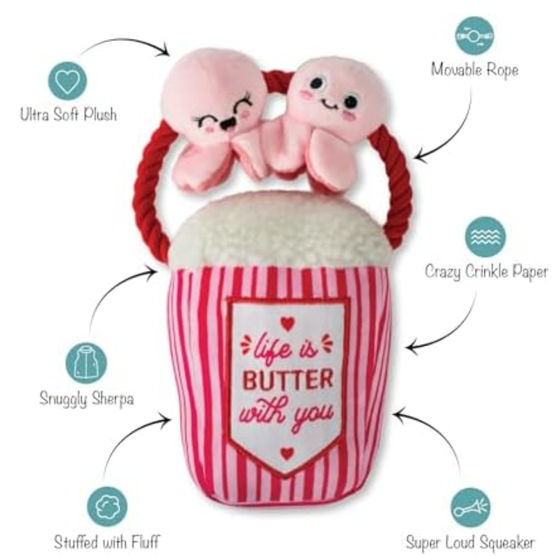 Fringe Studio - Dog - Toy - Valentine -Plush - My Heart Pops For You!