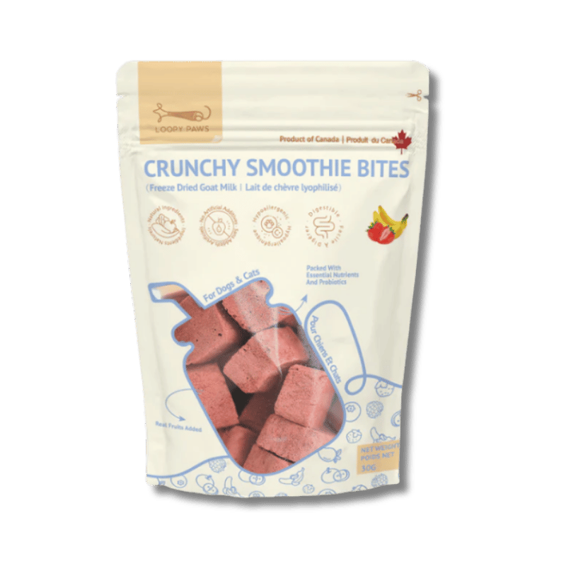 Loopy Paws - Treats - Freeze-Dried - Crunchy Smoothie Bites - Strawberry Banana - 30g