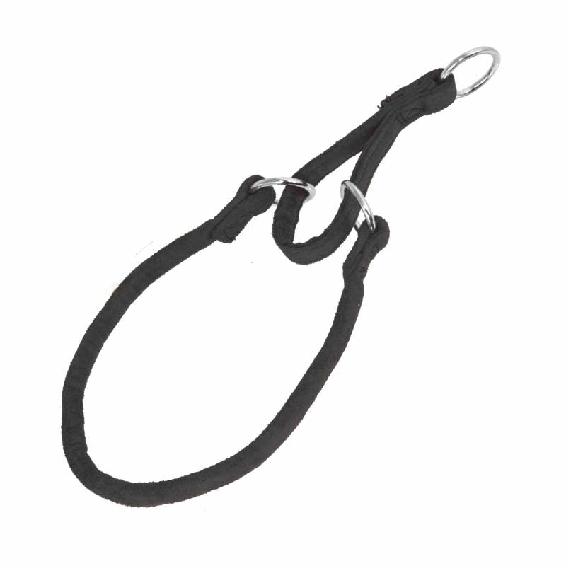 DOGLINE - Collar - Leather - Martingale - Round - Black