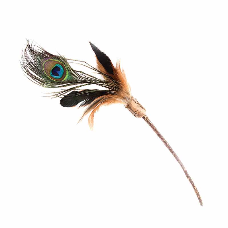 Natural Cat Toys - Silver Vine - Teaser - Feather - Peacock - Long - 40cm