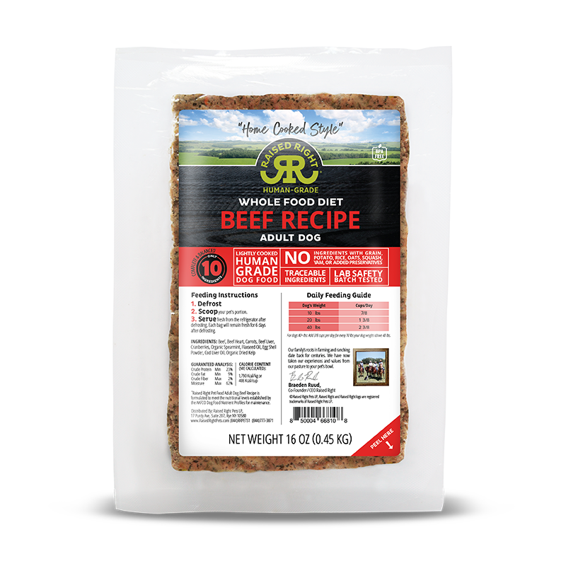 Raised Right - Adult Dog - Frozen - Beef - 16oz (Case of 8)