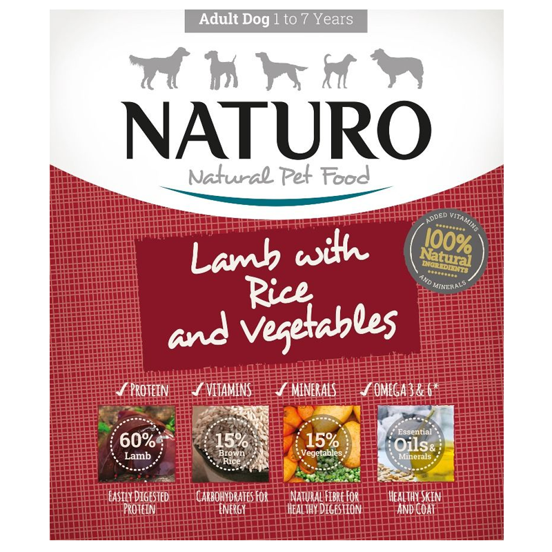 Naturo - Dog Trays - Adult Lamb & Rice with Veg (400g - Case of 7)