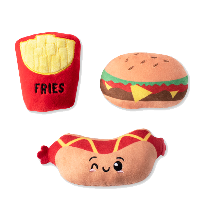 Fringe Studio - Dog - Toy - Plush - Small Dog - Fast Food - 3pc