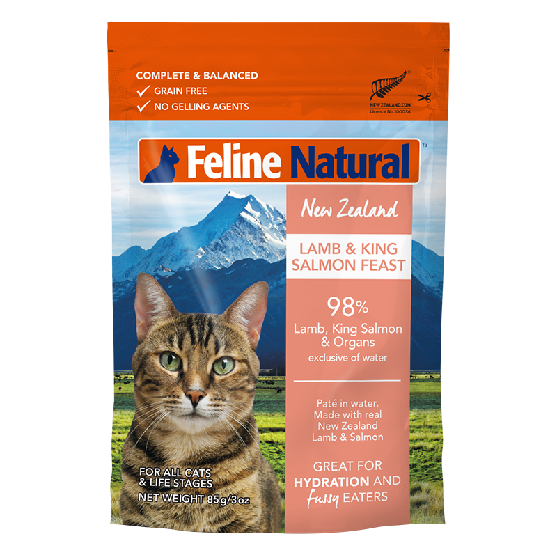 Feline Natural - Pouches - Lamb & King Salmon Feast - 85g (Case of 12)