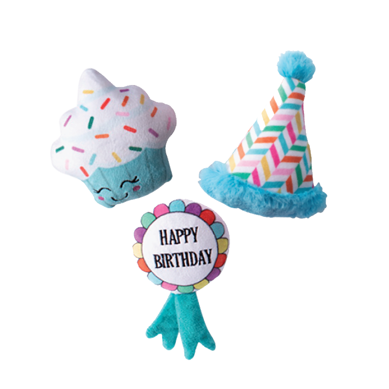 Fringe Studio - Dog - Toy - Birthday - Plush - Small Dog - Happy Bark-Day - 3pc