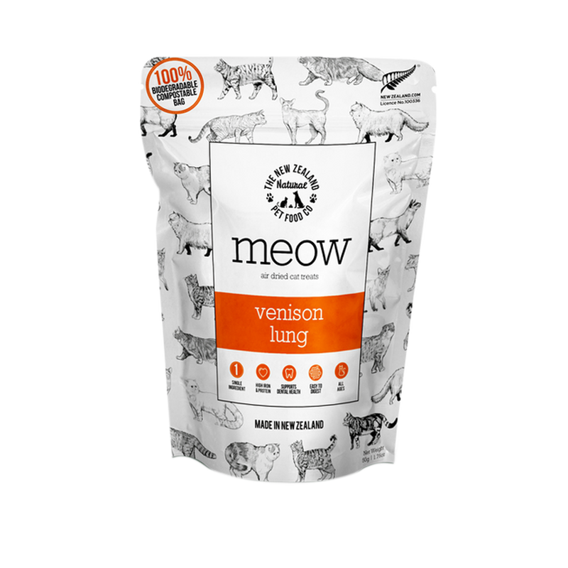NZ Natural Pet Food Co - Air Dried - Treats - Meow - Venison Lung - 50g