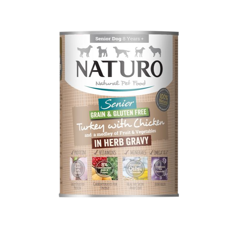 Naturo - Dog Cans - Senior Grain & Gluten Free Turkey & Chicken with Vegetables (Case of 12)