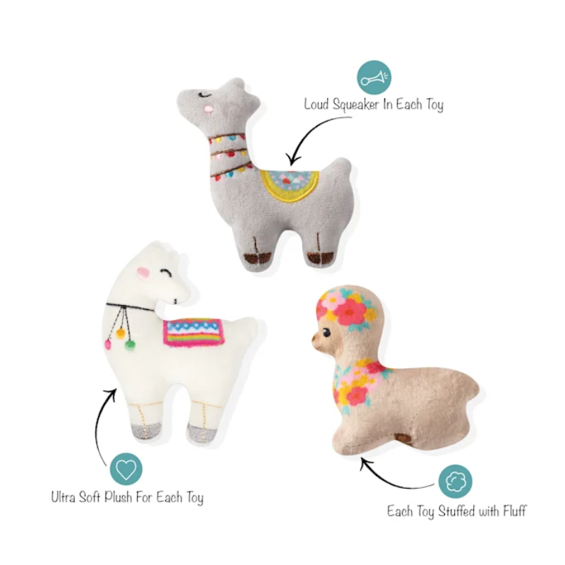 Fringe Studio - Dog - Toy - Plush - Small Dog - Llama Love - 3pc