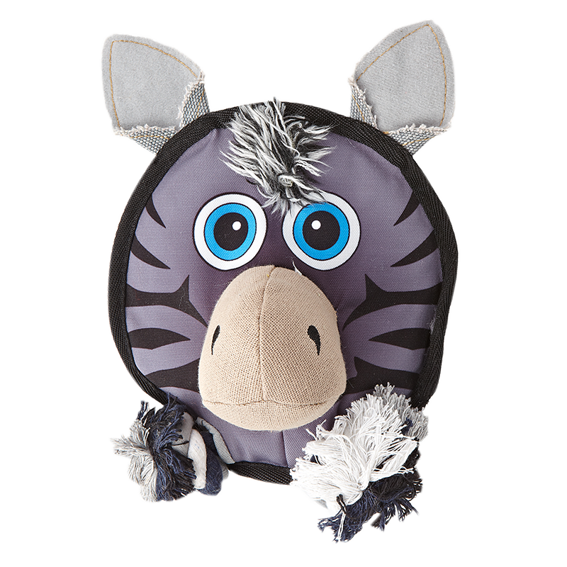 DOGLINE - Toy - Squeak & Rope - Zebra - Round - 7"